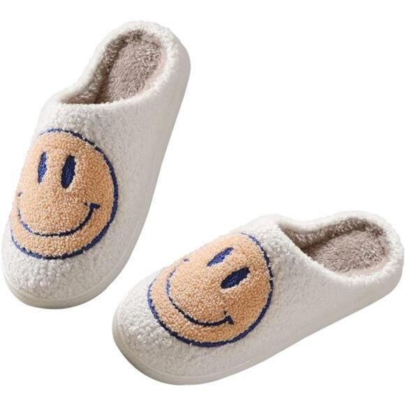 New With Tags Other - NEW Smile Face Slippers for Women – Retro Happy Face Plush Slippers, Soft &